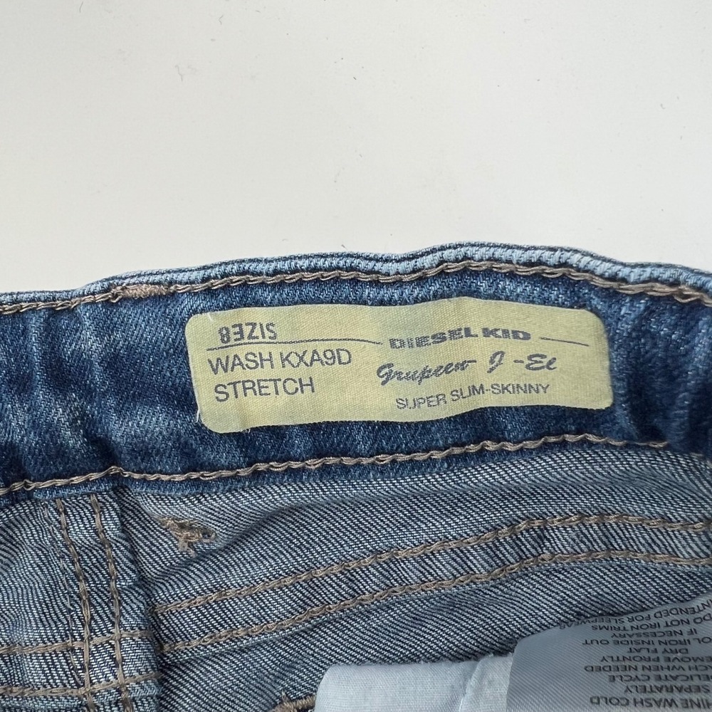 Diesel Kid Girls Super Slim Skinny Jeans Blue Embellished/Embroidered Size 8 - Picture 6 of 12
